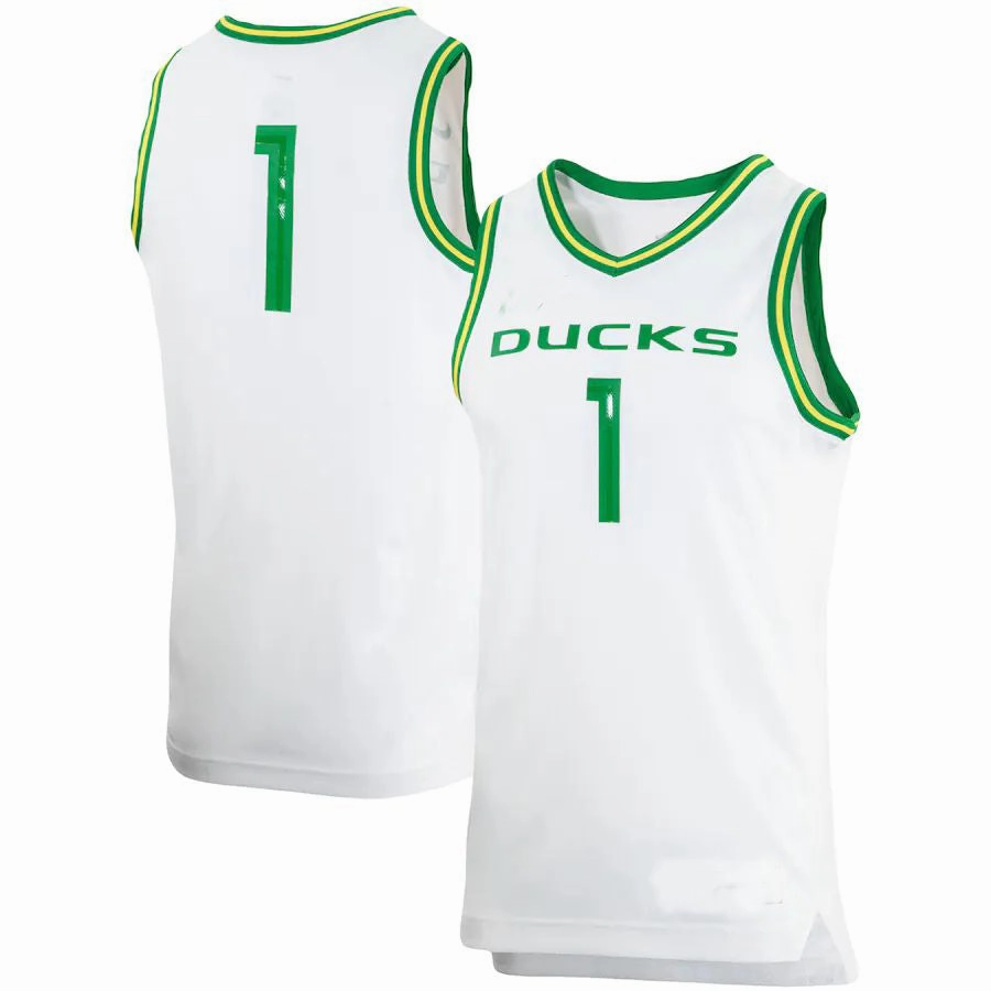 #1 O.Ducks Replica Team Basketball Jersey White Stitched American College Jerseys