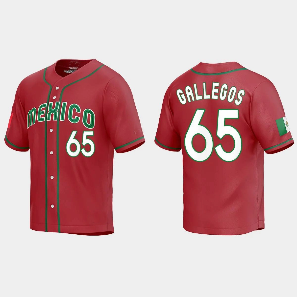 #65 GIOVANNY GALLEGOS MEXICO BASEBALL 2023 WORLD BASEBALL CLASSIC REPLICA JERSEY ???C RED Stitches Baseball Jerseys