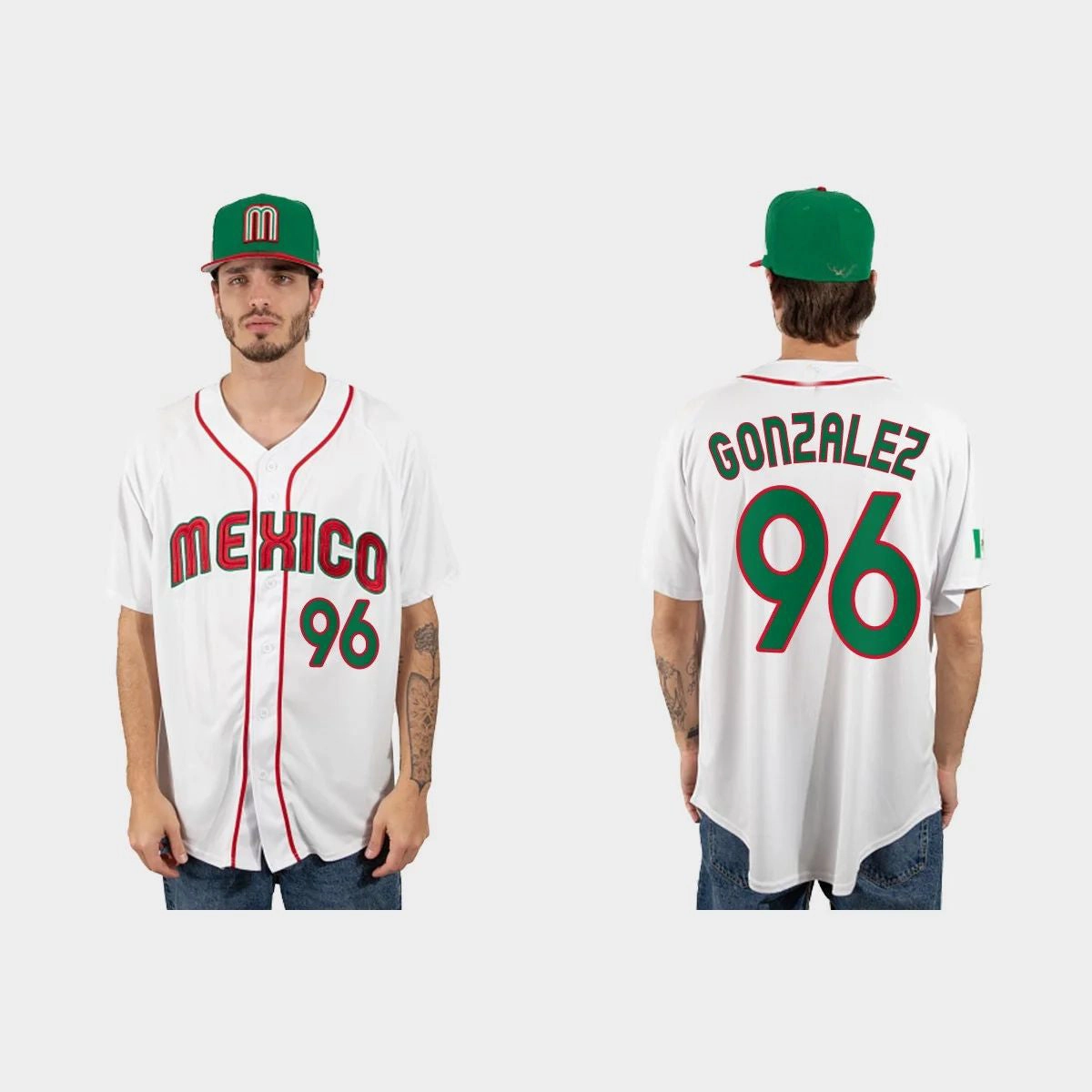 #96 FELIPE GONZALEZ MEXICO BASEBALL 2023 WORLD BASEBALL CLASSIC JERSEY ???C WHITE Stitches Baseball Jerseys