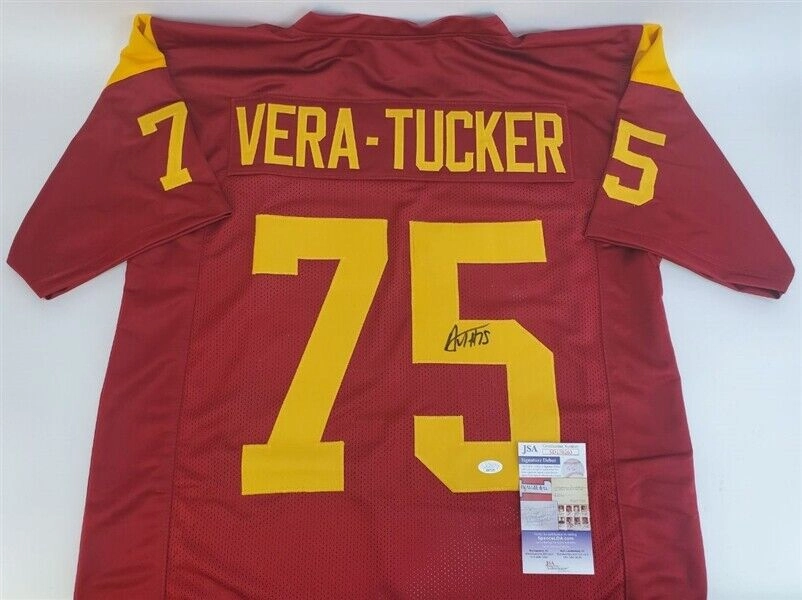 Alijah Vera-Tucker Signed USC Trojans Jersey (JSA COA) NY Jets 2021 1st Rnd Pick