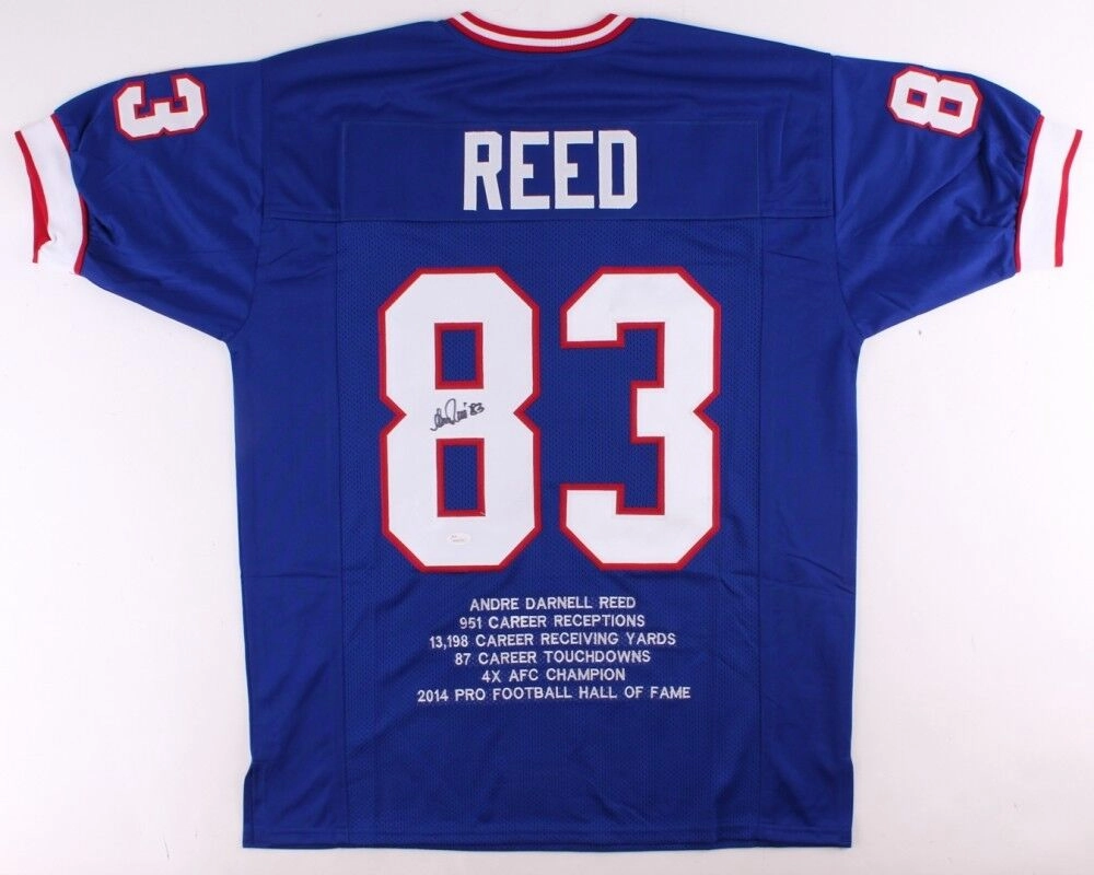 Andre Reed Signed Buffalo Bills Career Stat Jersey (MAB Hologram) 7??Pro Bowl W.R