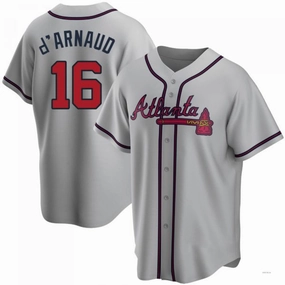 Atlanta Braves #16 Travis d?????Arnaud Gray Road Jersey Stitches Baseball Jerseys