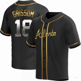 Atlanta Braves #18 Vaughn Grissom Black Golden Alternate Jersey Stitches Baseball Jerseys