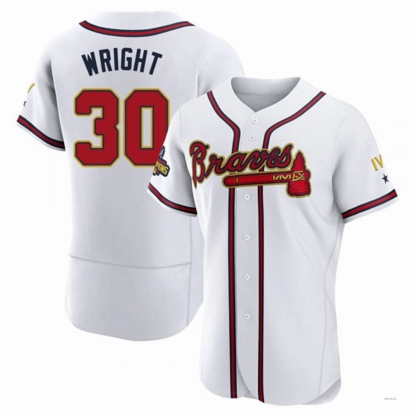 Atlanta Braves #30 Kyle Wright Gold White 2022 Program Jersey Stitches Baseball Jerseys