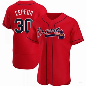 Atlanta Braves #30 Orlando Cepeda Red Alternate Jersey Stitches Baseball Jerseys