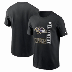 Baltimore Ravens NFL UK Large Nike Lockup Essential T-Shirt - Black