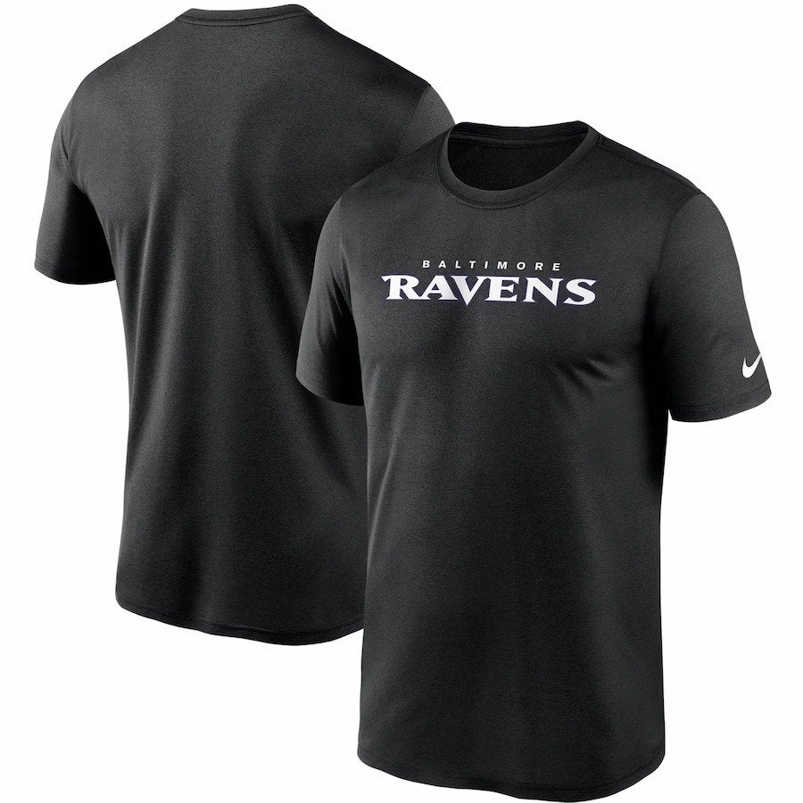 Baltimore Ravens NFL UK Large Nike Wordmark Legend Performance T-Shirt - Black
