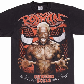 BOOTLEG TEE SHIRT NBA DENNIS RODMAN CHICAGO BULLS ALL OVER PRINT XL