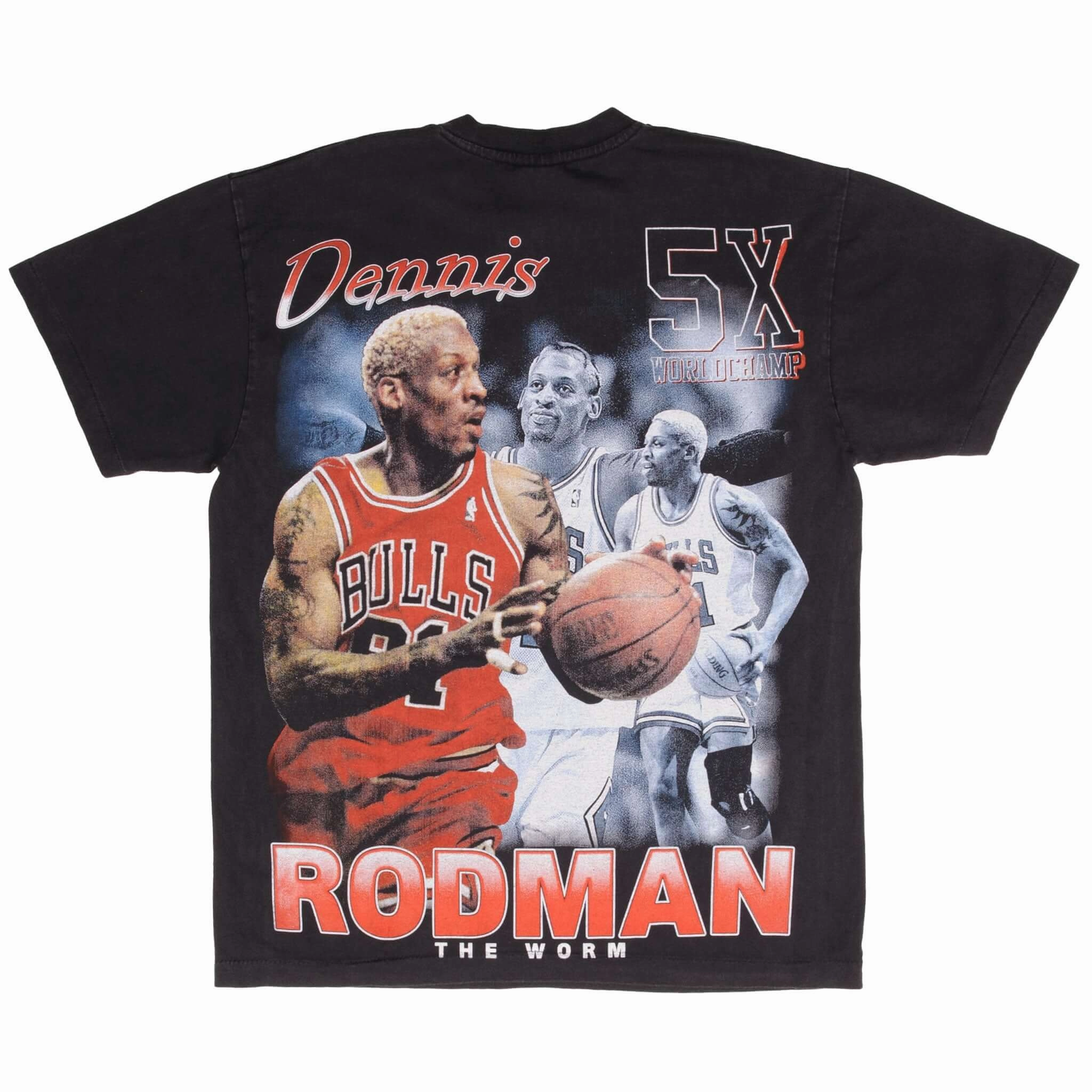 BOOTLEG TEE SHIRT NBA DENNIS RODMAN CHICAGO BULLS ALL OVER PRINT XL