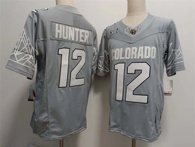 C.Buffaloes #12 Travis Hunter Grey With XII Patch 2024 F.U.S.E Stitched Football Stitched American College Jerseys