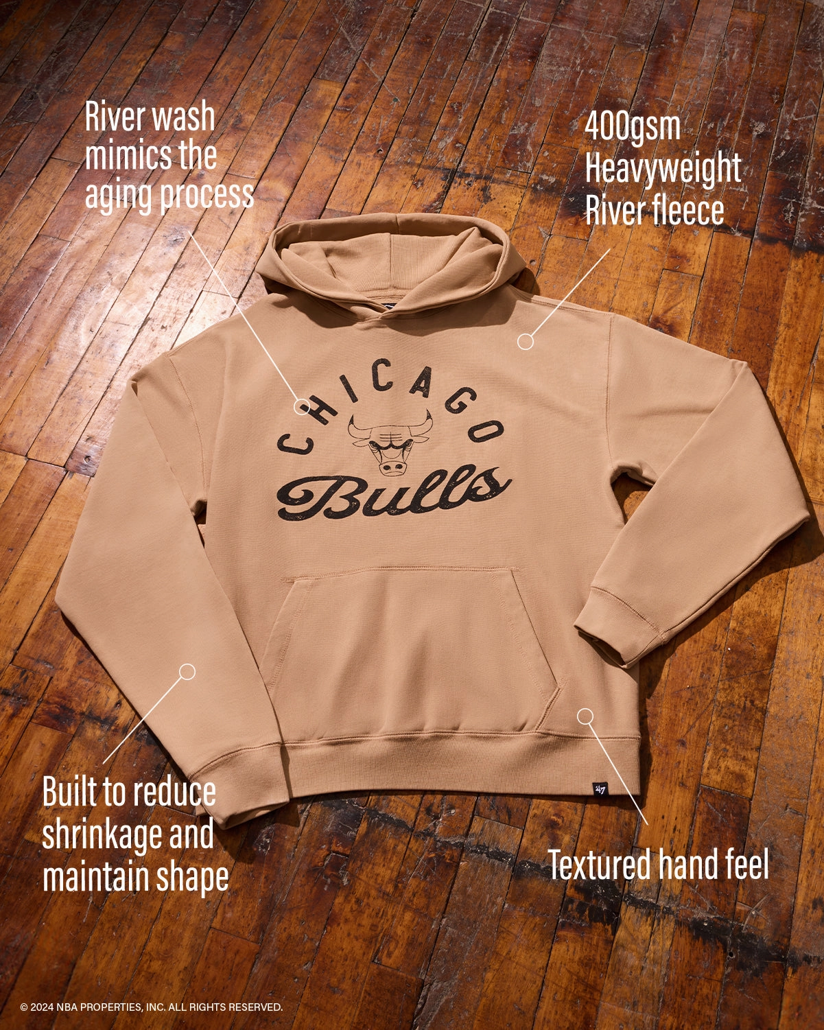 CHICAGO BEARS DUSTED BOWLINE '47 FOUNDATION RIVER HOODIE
