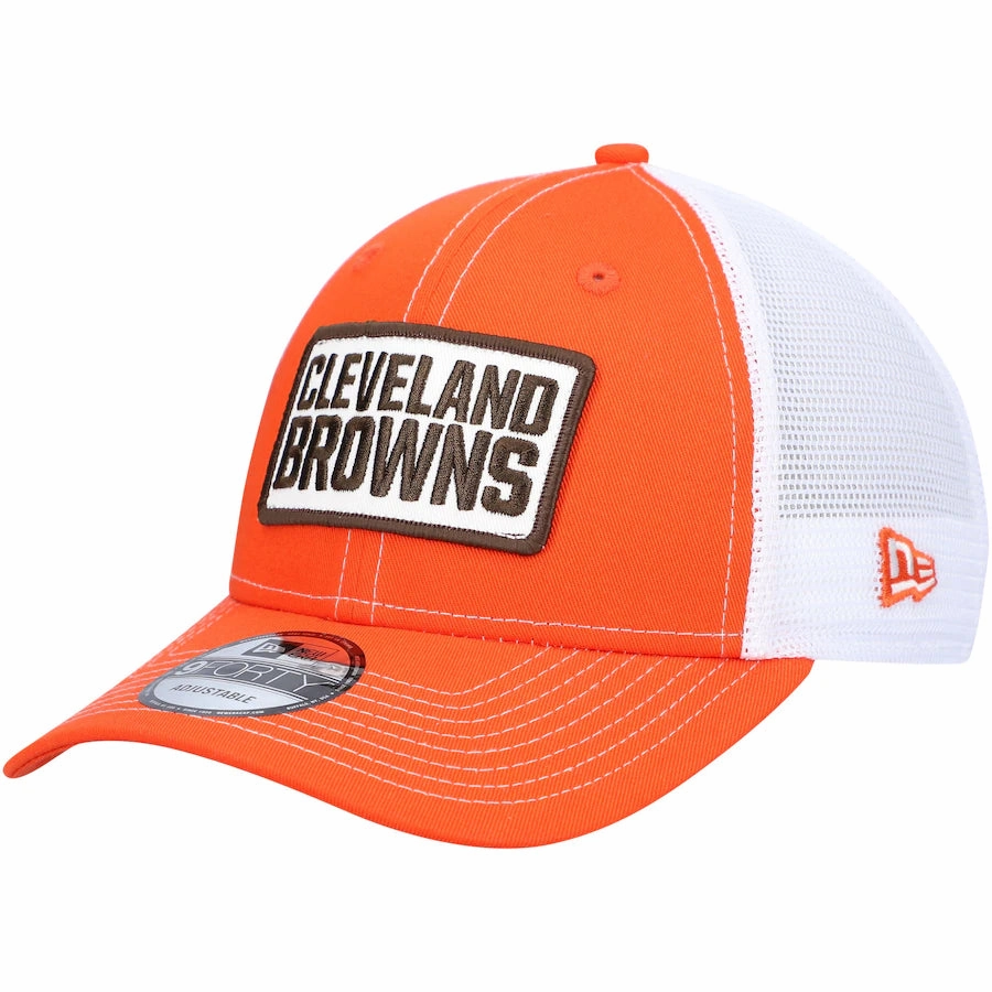Cleveland Browns NFL UK New Era 9FORTY Trucker Snapback Hat - Orange