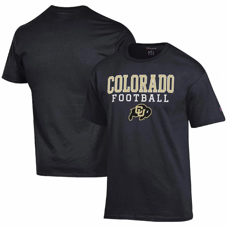 Colorado Buffaloes NCAA Champion Football Stack T-Shirt - Black