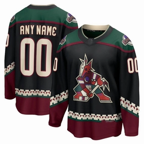 Custom A.Coyotes Fanatics Branded  Home Breakaway Jersey Black Stitched American Hockey Jerseys