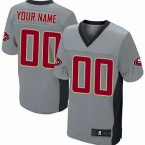 Custom SF.49ers Gray Shadow Elite Jersey Stitched American Football Jerseys