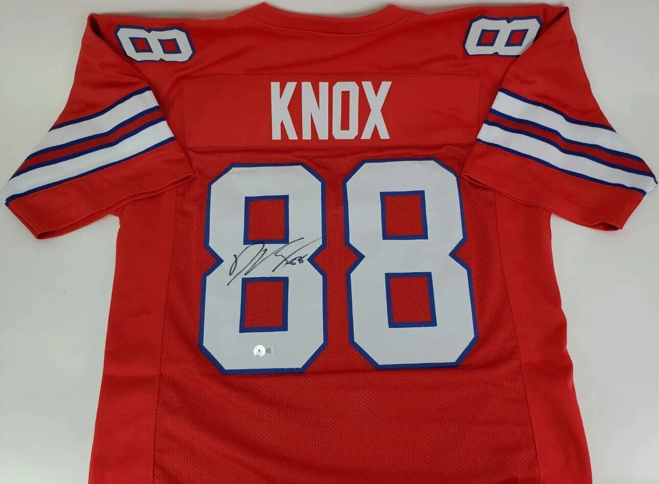 Dawson Knox Signed Bills Jersey (Beckett) Buffalo 2019 #3 Pick 2022 Pro Bowl T.E