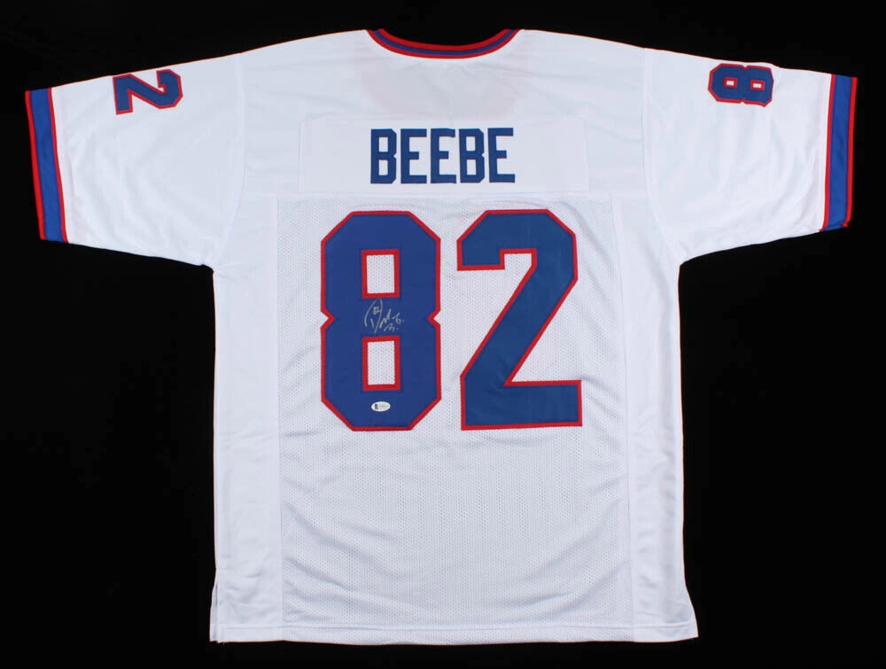 Don Beebe Signed Bills White Jersey (Beckett COA) Buffalo Receiver (1989?C1994)