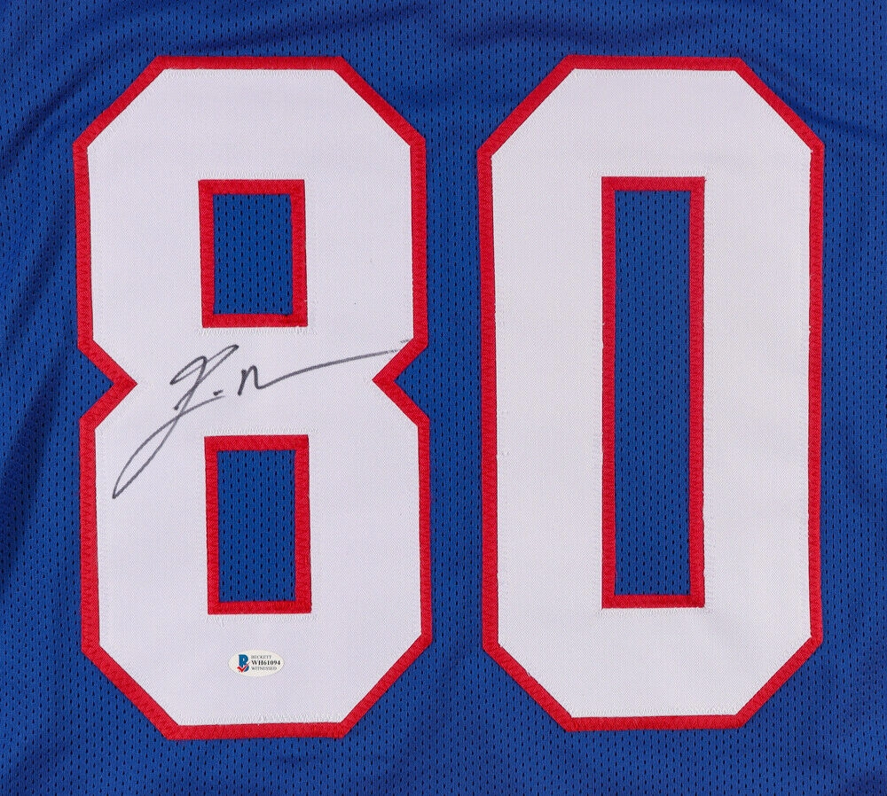 Eric Moulds Signed Bills Jersey (Beckett COA) Buffalo's All Pro W.R. (1996?C2005)