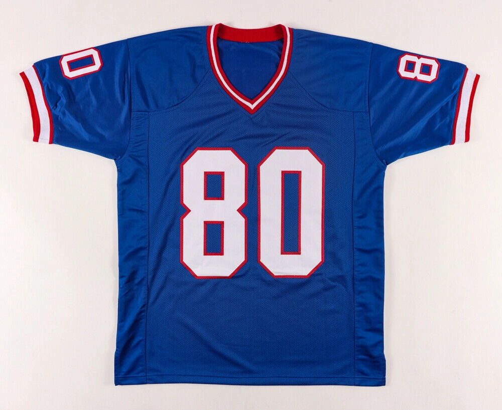 Eric Moulds Signed Bills Jersey (Beckett COA) Buffalo's All Pro W.R. (1996?C2005)