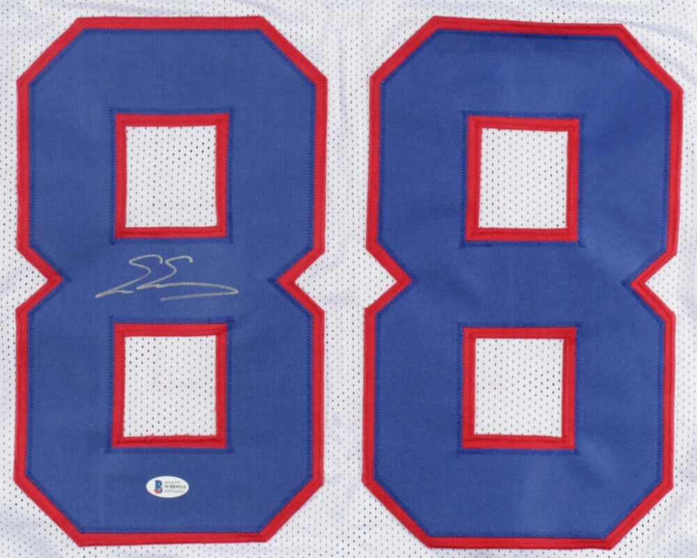 Evan Engram Signed Giants White Jersey (Beckett COA) New York 1st Rd Pick 2017