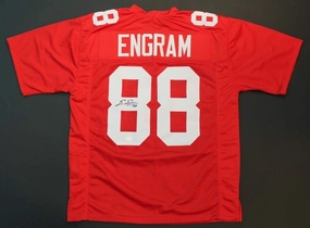 Evan Engram Signed Red Giants Jersey (JSA) New York 1st Rd Pick 2017 Draft T.E.