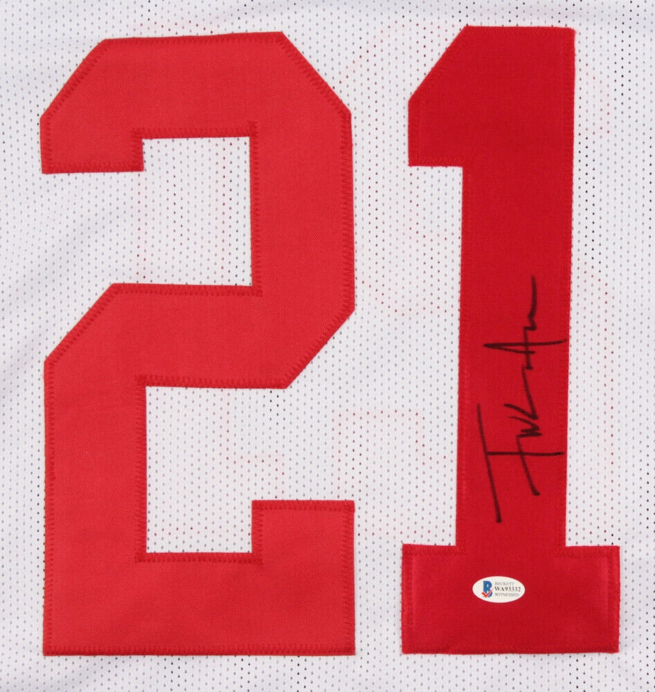Frank Gore Signed San Francisco 49ers White Jersey (Beckett COA) 5Pro Bowl R.B
