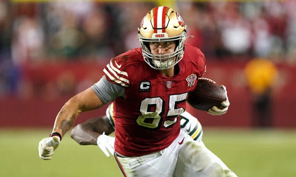 George Kittle Signed San Francisco 49ers 35" x 43" Framed Jersey (Beckett) T.E.