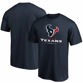 Houston Texans NFL UK Large Fanatics Branded Team Lockup Logo T-Shirt - Navy
