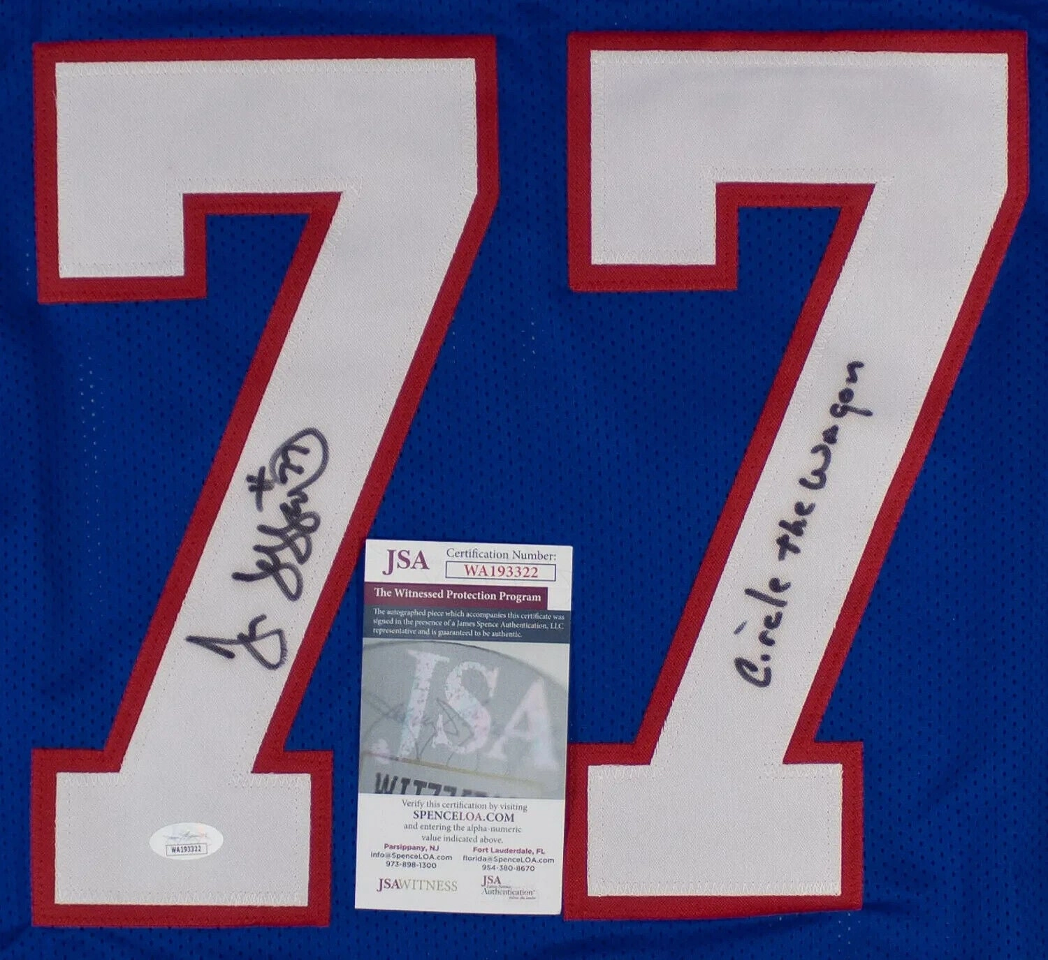 Jim Jeffcoat ??Circle The Wagon?? Signed Buffalo Bills Jersey (JSA COA)