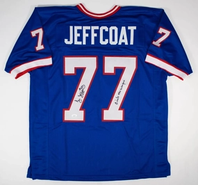 Jim Jeffcoat ??Circle The Wagon?? Signed Buffalo Bills Jersey (JSA COA)