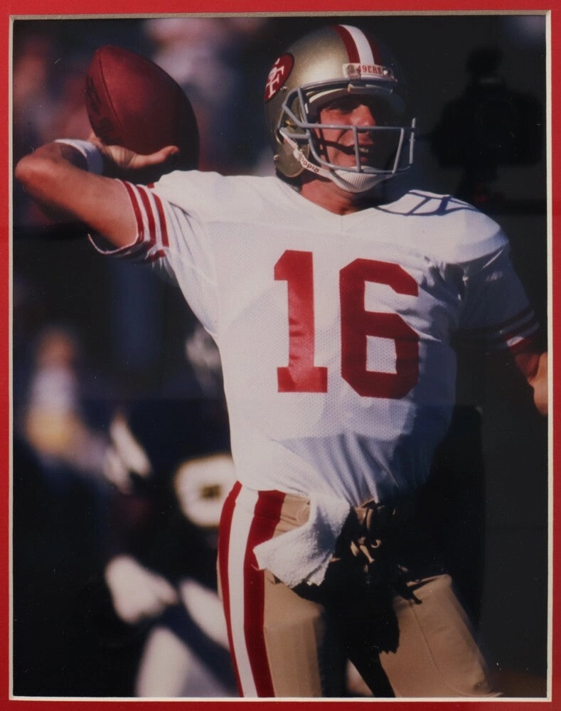 Joe Montana Signed San Francisco 49ers 35x43 Framed Jersey /JSA/ 8xPro Bowl QB