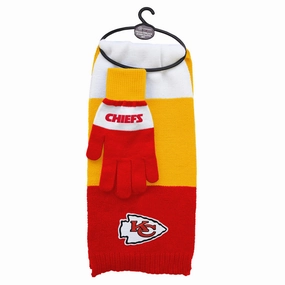 Kansas City Chiefs NFL Tri-Color Scarf & Glove Gift Set