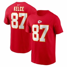 Kansas City Chiefs NFL UK Travis Kelce Nike Player Name & Number T-Shirt - Red