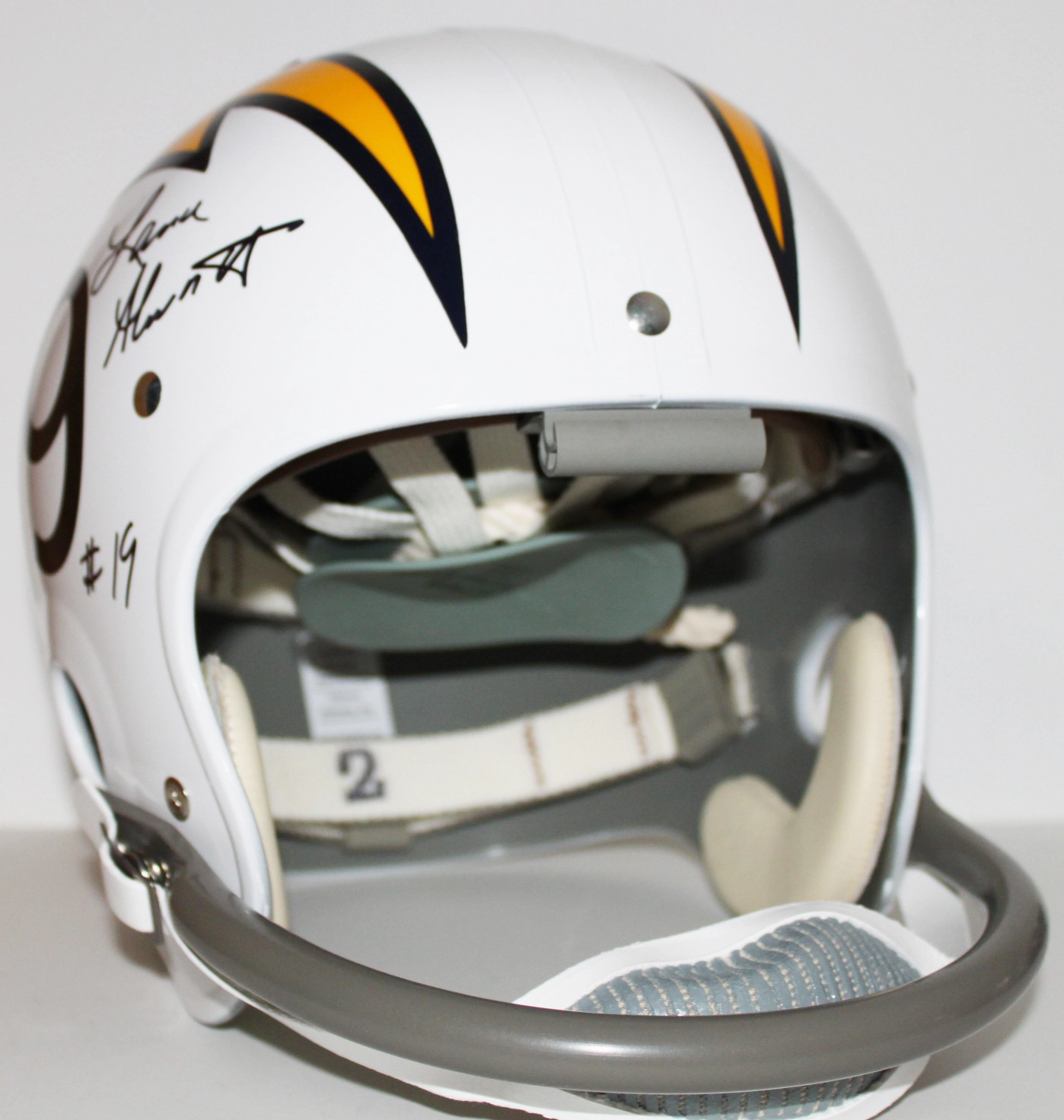 Lance Alworth Signed Throwback Suspension "TK" Helmet with 3 Inscriptions