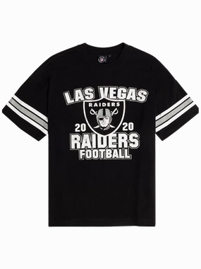 Las Vegas Raiders Majestic NFL Vintage Stripe Oversized T-Shirt - Black