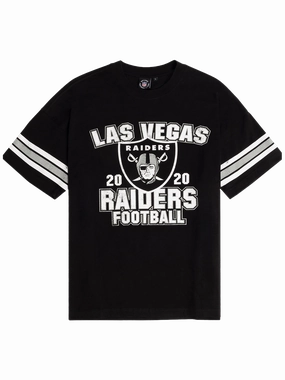 Las Vegas Raiders Majestic NFL Vintage Stripe Oversized T-Shirt - Black