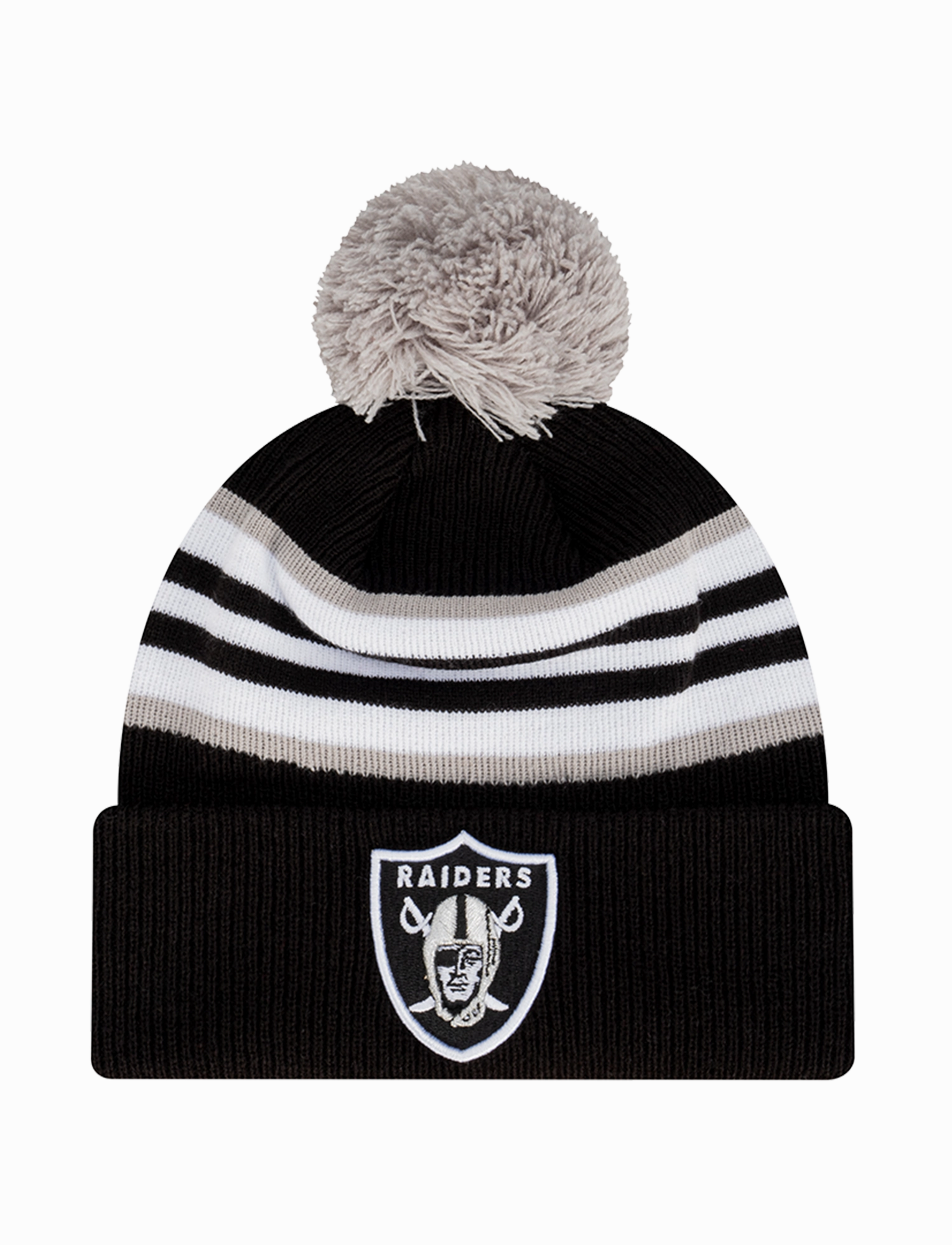 Las Vegas Raiders New Era NFL Stripe Hit Knit Beanie - Black