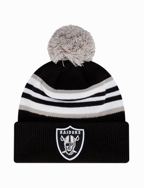 Las Vegas Raiders New Era NFL Stripe Hit Knit Beanie - Black