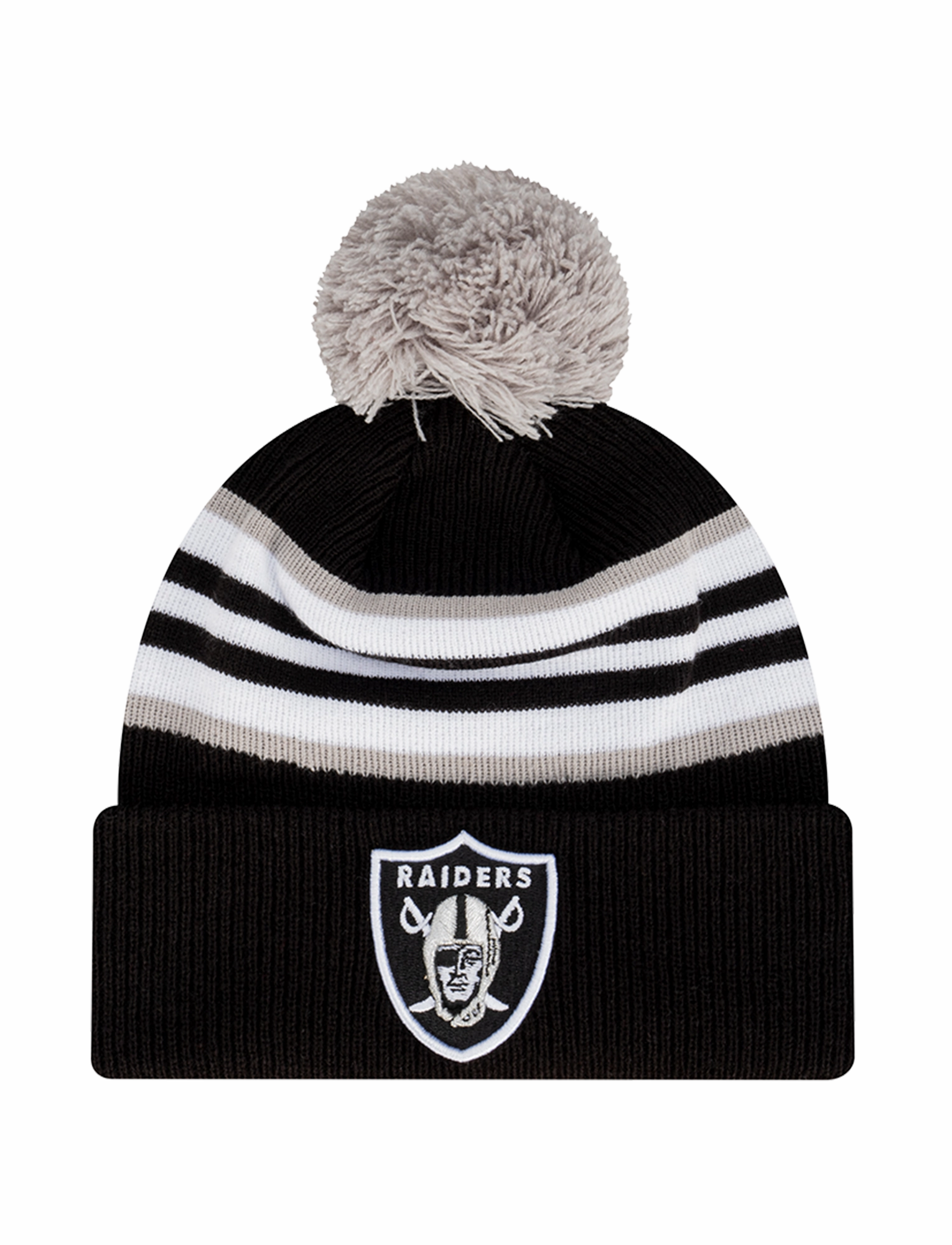 Las Vegas Raiders New Era NFL Stripe Hit Knit Beanie - Black