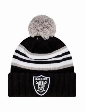 Las Vegas Raiders New Era NFL Stripe Hit Knit Beanie - Black