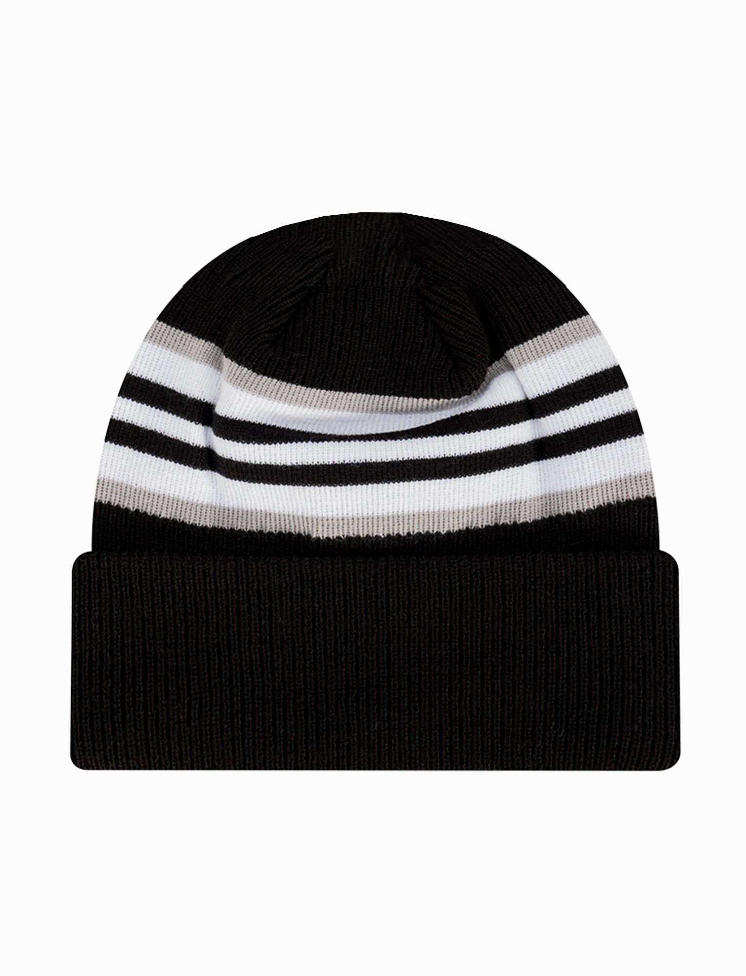 Las Vegas Raiders New Era NFL Stripe Hit Pomless Knit Beanie - Black