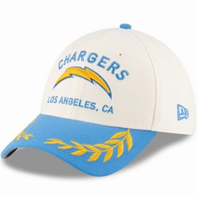 Los Angeles Chargers NFL New Era 2025 NFL Draft 39THIRTY Flex Hat - Cream/Powder Blue