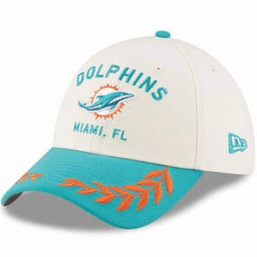 Miami Dolphins NFL New Era 2025 NFL Draft 39THIRTY Flex Hat - Cream/Aqua