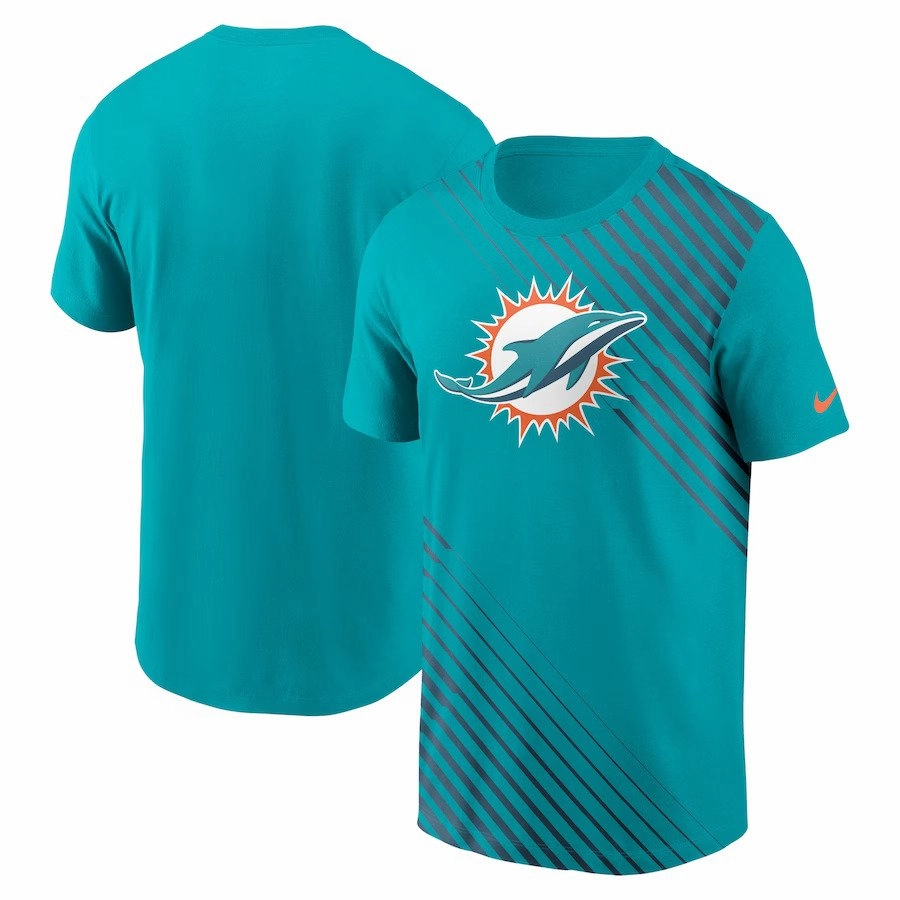 Miami Dolphins NFL UK Medium Nike Yard Line Fashion Asbury T-Shirt - Aqua