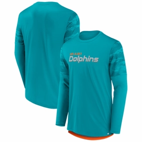 Miami Dolphins NFL UK XL Fanatics Branded Square Off Long Sleeve T-Shirt - Aqua/Orange
