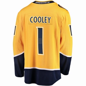 N.Predators #1 Devin Cooley Fanatics Branded Home Breakaway Player Jersey  Gold Stitched American Hockey Jerseys