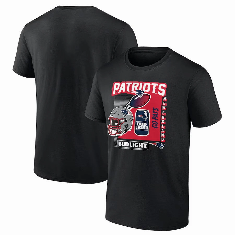 New England Patriots NFL Bud Light T-Shirt - Black