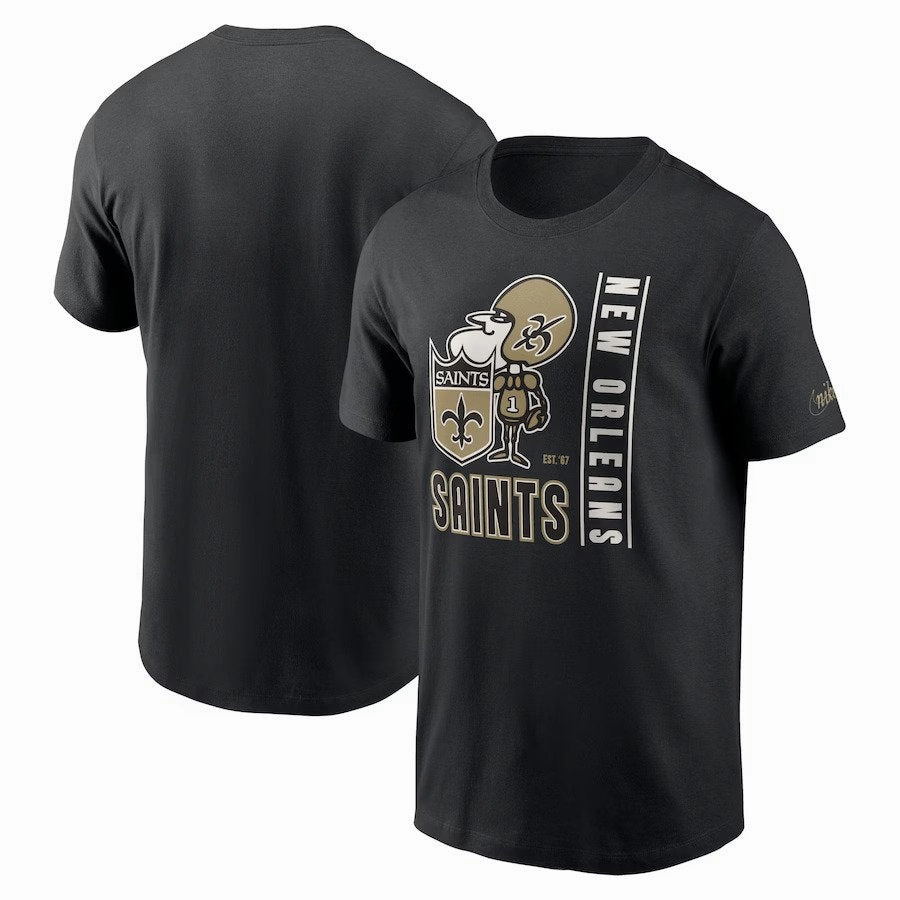 New Orleans Saints NFL Nike Lockup Essential T-Shirt - Black