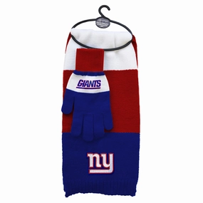 New York Giants NFL Tri-Color Scarf & Glove Gift Set