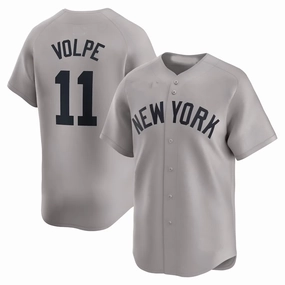 New York Yankees #11 Anthony Volpe Gray 2024 Away Limited Cool Base Stitched Baseball Jersey
